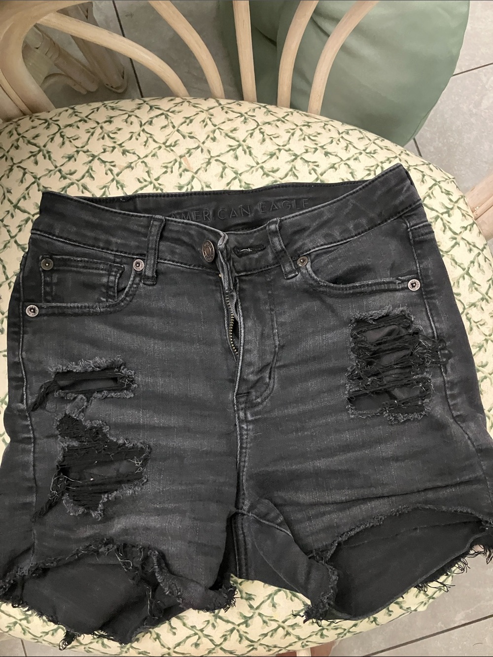 American Eagle Outfitters Black Distressed Boyfriend Jeans Shorts